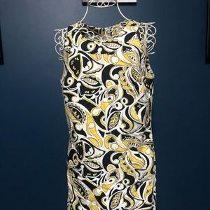 Banana republic black and yellow patterned dress